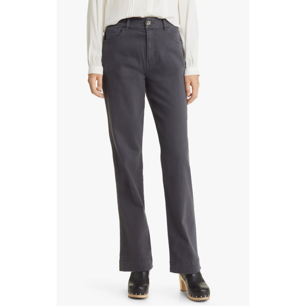 NWOT Faherty Organic Cotton Straight Leg Pants Womens 25 Gray Endless Stretch